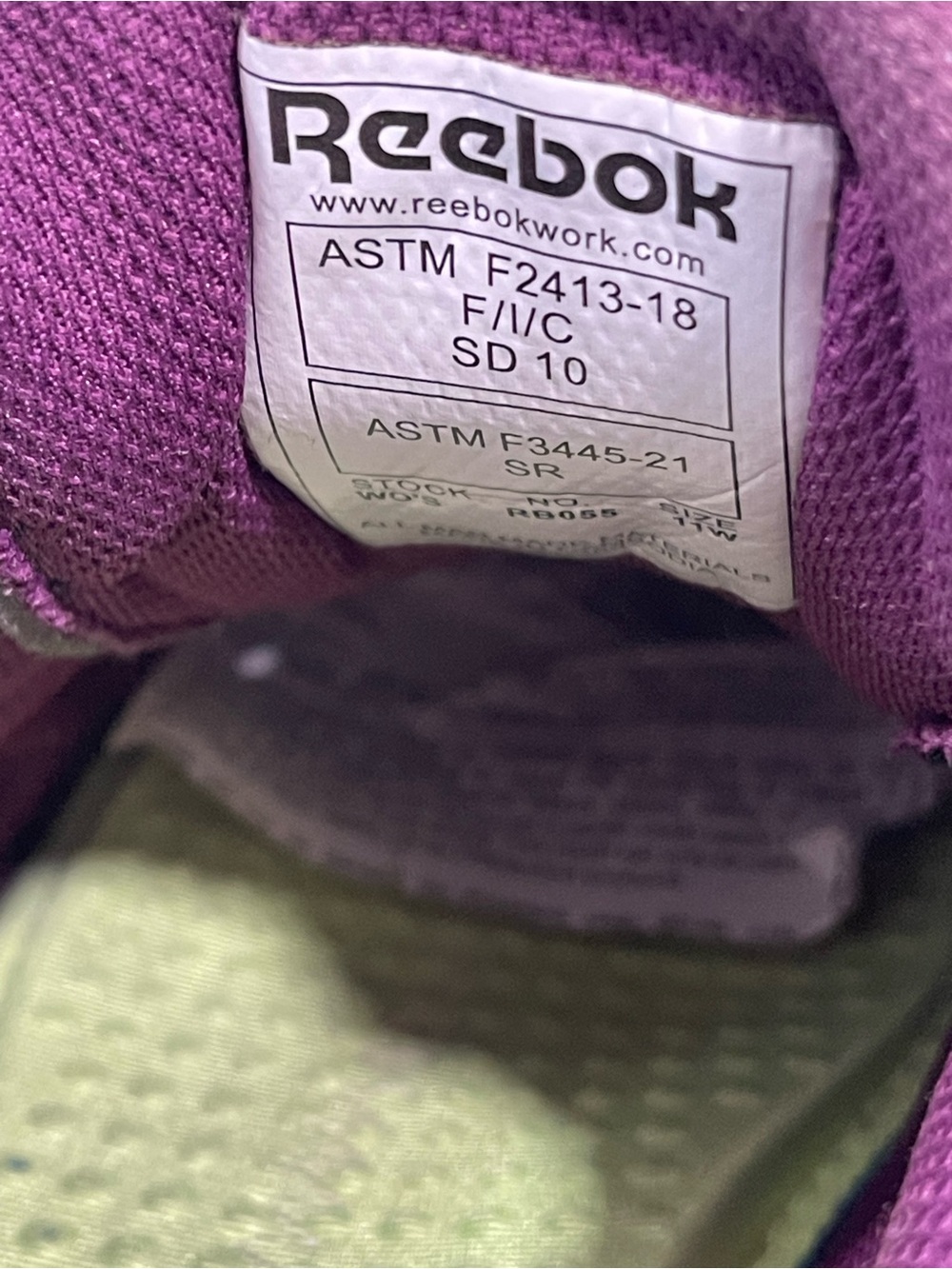 Reebok Women's with metal at the front Purple and Green Athletic Shoes